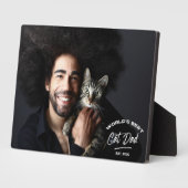 ヴィンテージ父の日の猫最高ののパパ写真 フォトプラーク (側面)