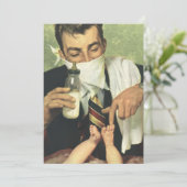 ヴィンテージ父の日パパの与えベビーボトル 招待状 (スタンド正面)