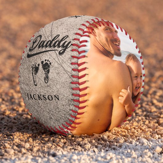 ヴィンテージ父の日フォトパーソナライズされたベビー足 野球ボール