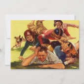 ヴィンテージ父の日，サッカーの子供と家族の犬 (正面)