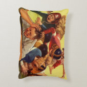 ヴィンテージ父の日，サッカーの子供と家族の犬 アクセントクッション (裏面(縦))