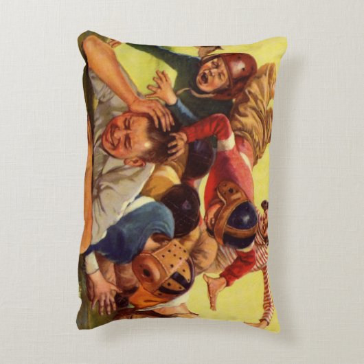 ヴィンテージ父の日，サッカーの子供と家族の犬 アクセントクッション (裏面(縦))