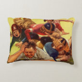 ヴィンテージ父の日，サッカーの子供と家族の犬 アクセントクッション (裏面)
