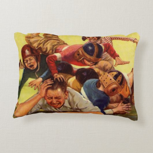 ヴィンテージ父の日，サッカーの子供と家族の犬 アクセントクッション (裏面)