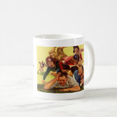 ヴィンテージ父の日，サッカーの子供と家族の犬 コーヒーマグカップ (正面右)