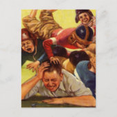 ヴィンテージ父の日,サッカーの子供と家族の犬 ポストカード (正面)