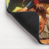 ヴィンテージ父の日，サッカーの子供と家族の犬 マウスパッド (コーナー)