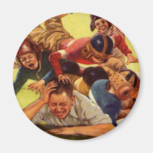 ヴィンテージ父の日,サッカーの子供と家族の犬 マグネット (正面)