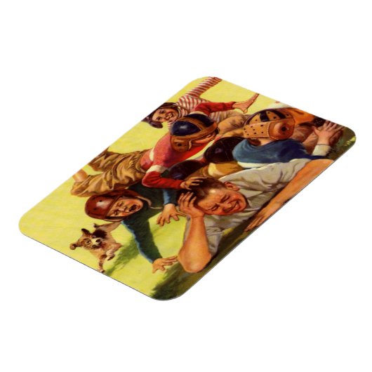 ヴィンテージ父の日,サッカーの子供と家族の犬 マグネット (左側)