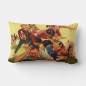 ヴィンテージ父の日，サッカーの子供と家族の犬 ランバークッション (裏面)