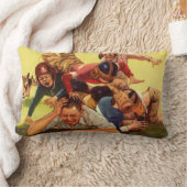 ヴィンテージ父の日，サッカーの子供と家族の犬 ランバークッション (ブランケット)