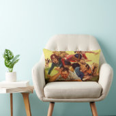 ヴィンテージ父の日，サッカーの子供と家族の犬 ランバークッション (椅子)