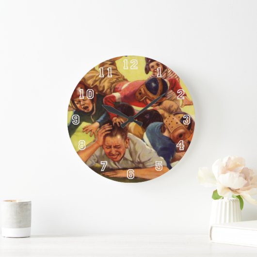 ヴィンテージ父の日,サッカーの子供と家族の犬 ラージ壁時計 (ホーム)