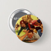 ヴィンテージ父の日，サッカーの子供と家族の犬 缶バッジ (正面&裏面)