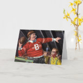 ヴィンテージ父の日,スポーツサッカーパパと息子 カード (黄色い花)