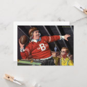 ヴィンテージ父の日，スポーツサッカーパパと息子 カード (正面/裏面インサイチュ)