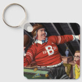 ヴィンテージ父の日，スポーツサッカーパパと息子 キーホルダー (正面)