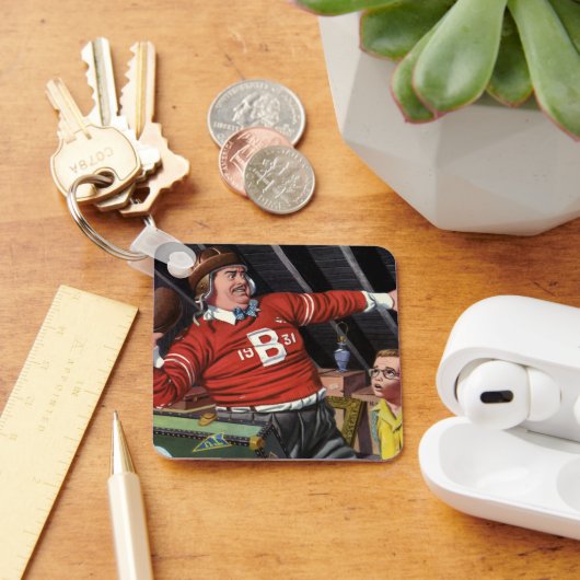 ヴィンテージ父の日，スポーツサッカーパパと息子 キーホルダー (デスク)