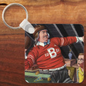 ヴィンテージ父の日，スポーツサッカーパパと息子 キーホルダー (正面)