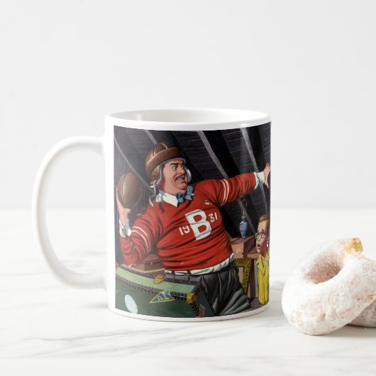 ヴィンテージ父の日,スポーツサッカーパパと息子 コーヒーマグカップ (ドーナツ)