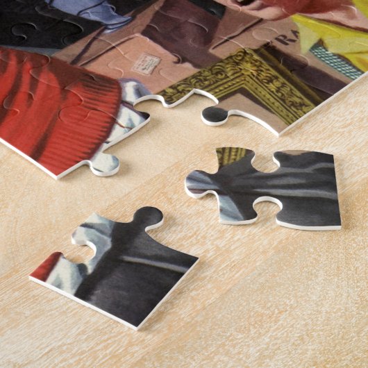 ヴィンテージ父の日，スポーツサッカーパパと息子 ジグソーパズル (側面)