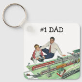 ヴィンテージ父の日、パパと息子と電車 キーホルダー (正面)