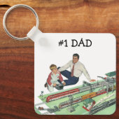 ヴィンテージ父の日、パパと息子と電車 キーホルダー (正面)