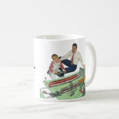 ヴィンテージ父の日、パパと息子と電車 コーヒーマグカップ (正面右)