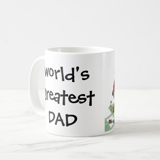 ヴィンテージ父の日、パパと息子と電車 コーヒーマグカップ (正面左)