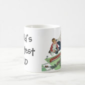 ヴィンテージ父の日、パパと息子と電車 コーヒーマグカップ (中央)