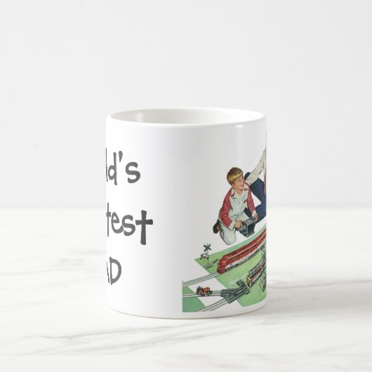 ヴィンテージ父の日、パパと息子と電車 コーヒーマグカップ (中央)