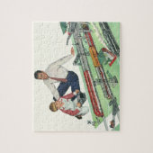 ヴィンテージ父の日、パパと息子と電車 ジグソーパズル (縦)