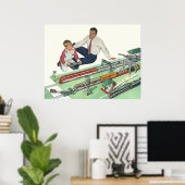 ヴィンテージ父の日、パパと息子と電車 ポスター (ホームオフィス)