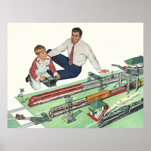 ヴィンテージ父の日、パパと息子と電車 ポスター (正面)