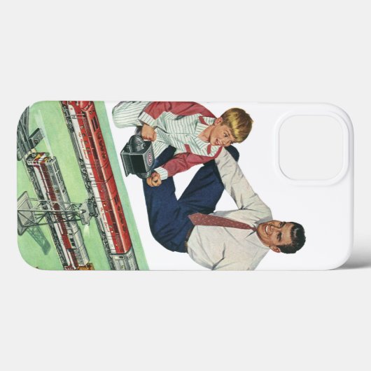 ヴィンテージ父の日、パパと息子と電車 Case-Mate iPhoneケース (裏面 (横))