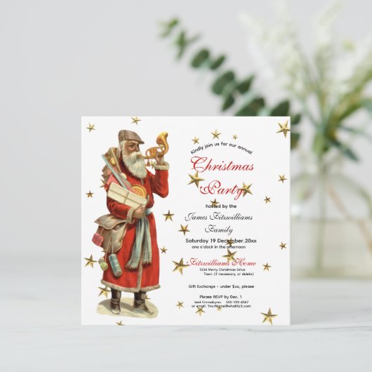 ヴィンテージ父エレガントクリスマスパーティの招待状 招待状 (スタンド正面)