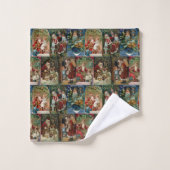 ヴィンテージ父カラフルクリスマス・コラージュ バスタオルセット (ウォッシュタオル)