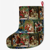 ヴィンテージ父カラフルクリスマス・コラージュ ラージクリスマスストッキング (裏面)