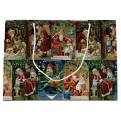 ヴィンテージ父カラフルクリスマス・コラージュ ラージペーパーバッグ (正面)