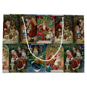 ヴィンテージ父カラフルクリスマス・コラージュ ラージペーパーバッグ (裏面)