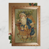 ヴィンテージ父クリスマスとトナカイ シーズンカード (正面/裏面)