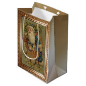 ヴィンテージ父クリスマスとトナカイ ミディアムペーパーバッグ (正面アングル)