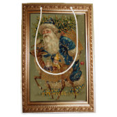 ヴィンテージ父クリスマスとトナカイ ミディアムペーパーバッグ (正面)