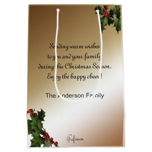 ヴィンテージ父クリスマスとトナカイ ミディアムペーパーバッグ (裏面)