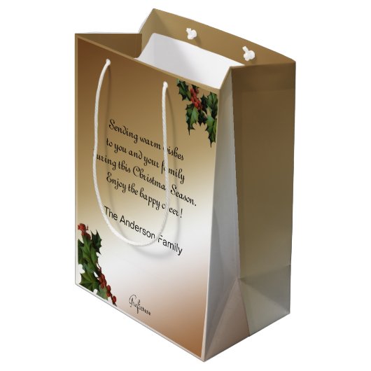 ヴィンテージ父クリスマスとトナカイ ミディアムペーパーバッグ (裏面アングル)