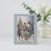 ヴィンテージ父クリスマスと子ども ポストカード (スタンド正面)