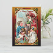 ヴィンテージ父クリスマスと子供 シーズンカード (スタンド正面)