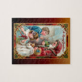 ヴィンテージ父クリスマスと子供 ジグソーパズル (横)