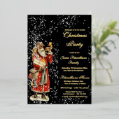 ヴィンテージ父クリスマスインスノーフォイル招待状 箔招待状 (立ち正面)