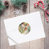 ヴィンテージ父クリスマスサンタクロース小妖精や小人ギフト ラウンドシール